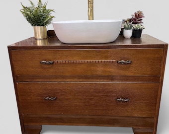 VINTAGE 207 | Vintage Oak Chest | Solid Oak Drawers | Vintage Oak | Oak  Bathroom Vanity