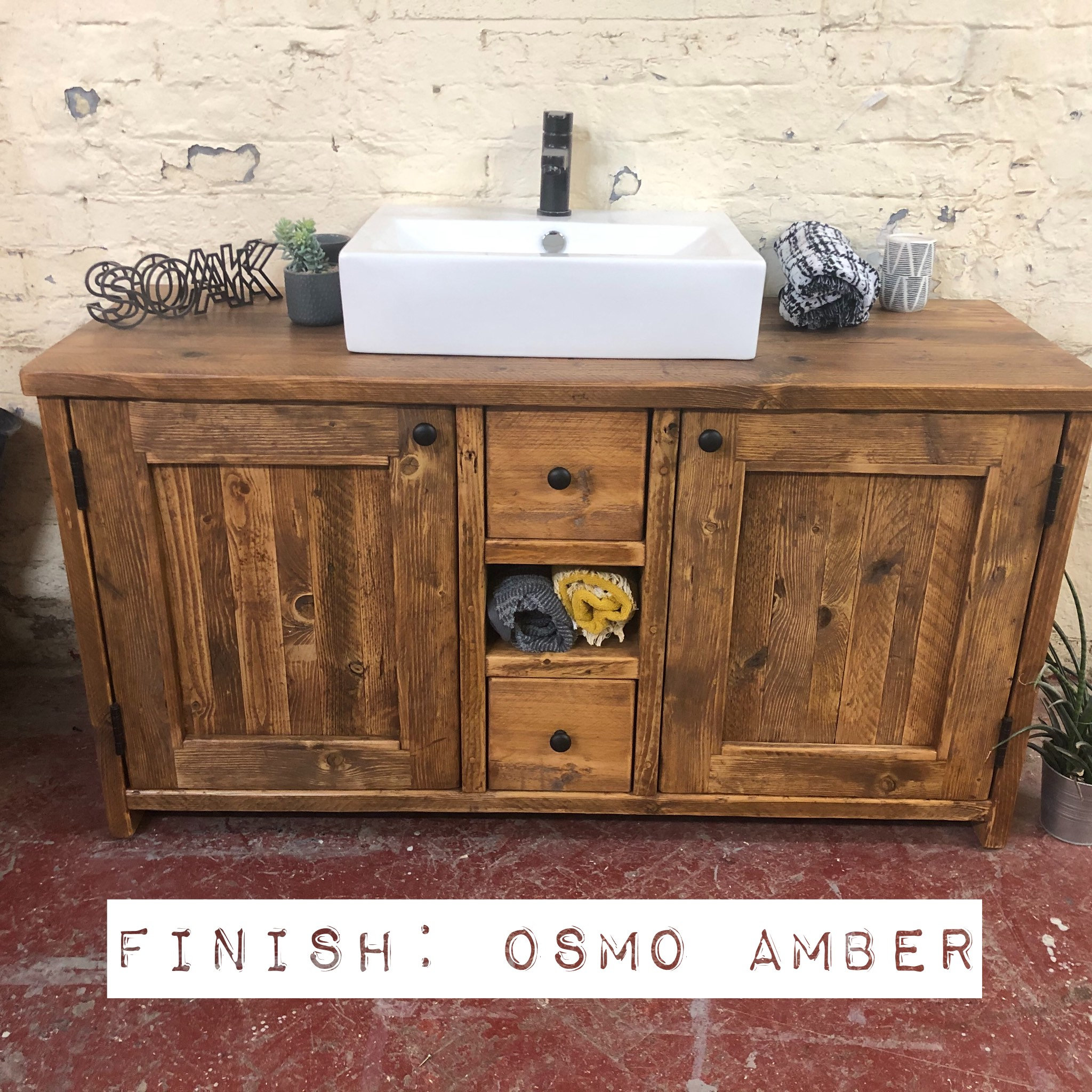 EDINBURGH Handmade Reclaimed Timber Bathroom Vanity Unit.
