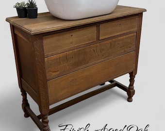 NOW SOLD | VINTAGE 219  | Vintage Oak Chest | Solid Oak Drawers | Vintage Oak | Oak  Bathroom Vanity