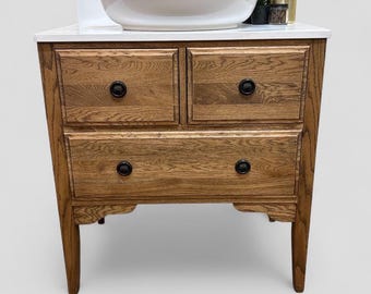 WINCHESTER | Classic Oak 3 Drawer Chest | Solid Oak  | Oak Bathroom Furniture | Solid Oak Vanity Unit | Vintage Oak