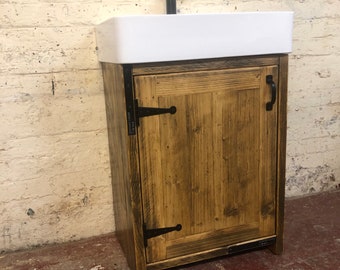 BLYTHE | Handmade Wooden Furniture | Bathroom Vanity Unit With Storage | Rustic Basin Unit | Natural Wood Bathroom Vanity Unit | Sink Unit