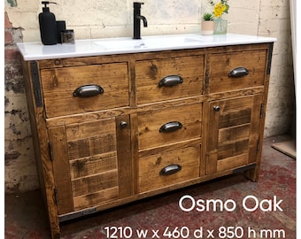 BROADWAY BASIN | Handmade Wooden Bathroom Furniture | Bathroom Vanity Unit With Storage | Rustic Basin Unit | Natural Wood Bathroom Vanity