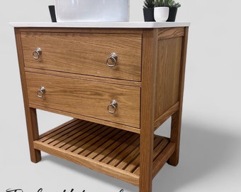 LEOMINSTER | Classic 2 Drawer Chest | Solid European Oak | Reclaimed Oak | Oak Bathroom Furniture | Solid Oak Vanity Unit