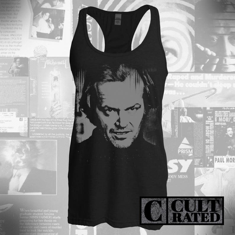 the shining, JACK,black, grey print, black tank top, racer-back tank, horror, work out tank image 1