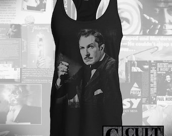 May include: Black tank top with a black and white image of a man in a suit, smoking a cigarette. The text "CULT RATED" is in the bottom right corner of the image.