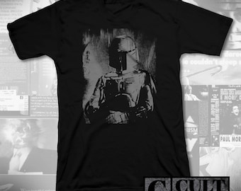 star wars - black t-shirt - grey print - boba fett