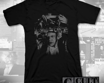 back to the future - doc brown - black t-shirt - grey print