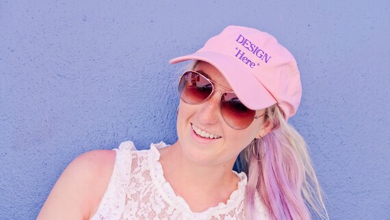 Yupoong 6245cm Pink Dad Hat Mockup Model Mockup Lifestyle