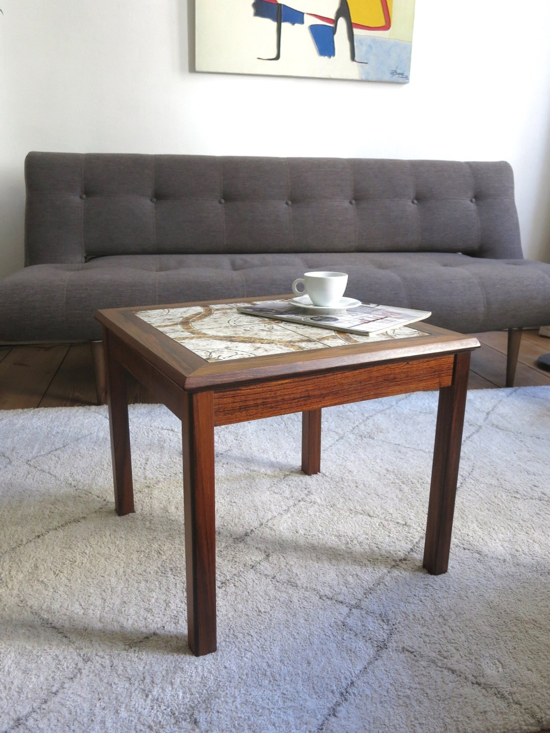 Danish Rosewood Coffee Table, Tiled Top, Midcentury Modern Etsy