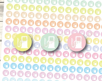 Gas Pump Planner Stickers: Pastel Colors (Digital Download)