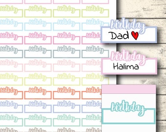 Script Birthday Reminder Planner Stickers (Digital Download)