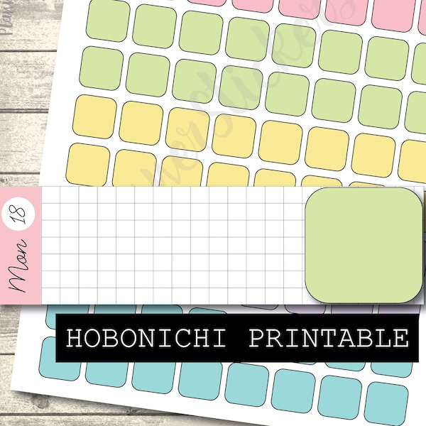Hobonichi Weeks Printable Stickers, Full Boxes, Hobo Weeks Boxes, FREE Silhouette Cut files