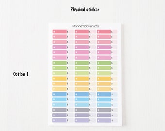 Bill Due Planner Stickers: Check Off Dollar Amount