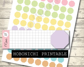 Hobonichi Weeks Planner Stickers: Octagon Full Boxes (Digital Download)