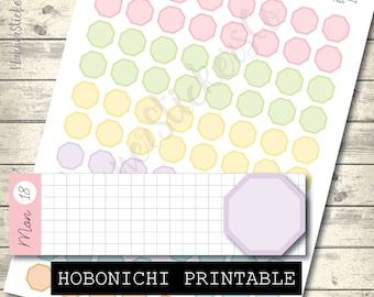 Hobonichi Weeks Planner Stickers: Octagon Full Boxes (Digital Download)