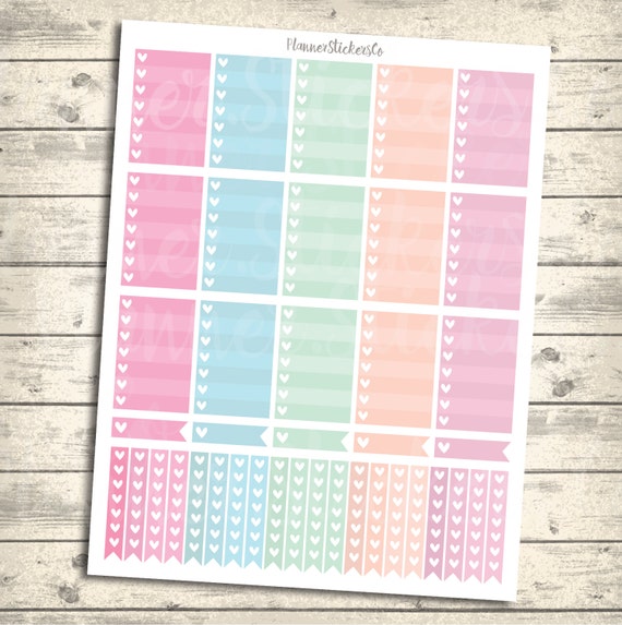 Pastel Ombre Heart Checklist Stickers: Mambi Happy Planner (Digital Download)