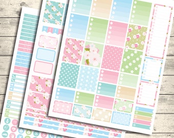 Spring Blossom Weekly Planner Stickers: Erin Condren Compatible (PDF + Jpeg + Png)