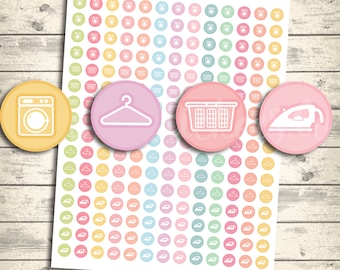 Laundry Icon Stickers: Planner Stickers Set (PDF + Jpeg)