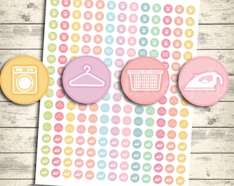 Laundry Icon Stickers Set, Printable Planner Stickers for Erin Condren Planners,MAMBI, Happy Planner, Eclp Icons, Pdf + Jpeg