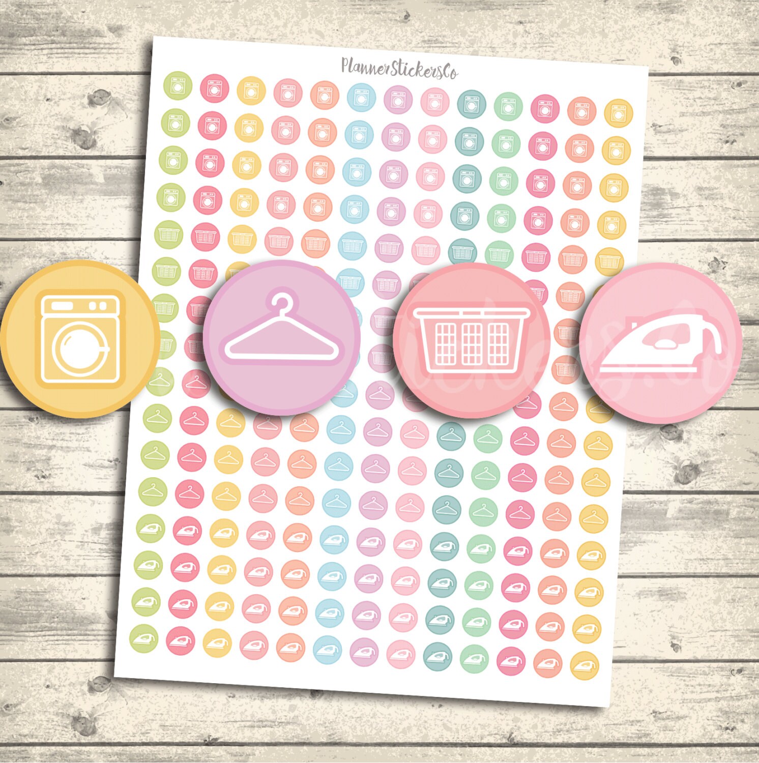 Laundry Icon Stickers Set, Printable Planner Stickers for Erin Condren ...