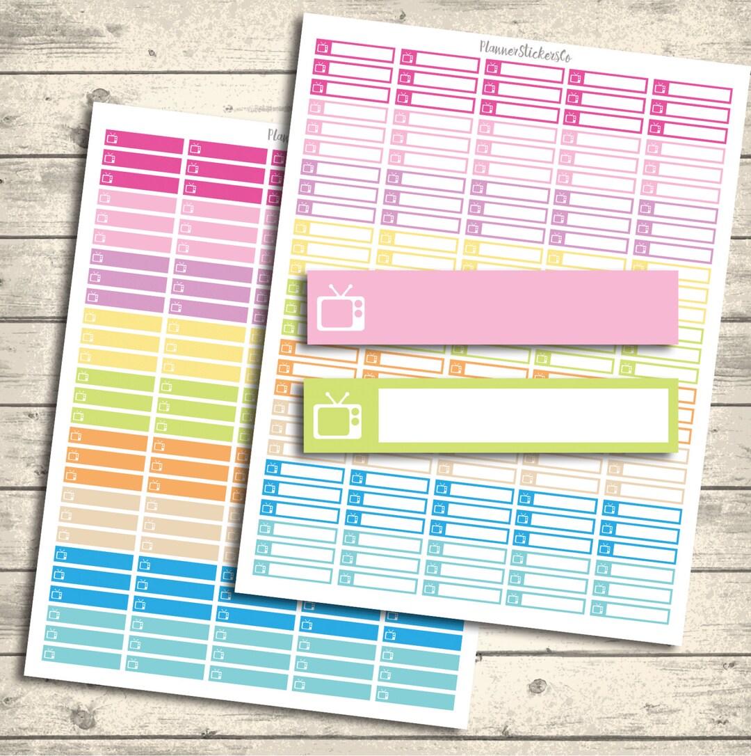 TV Label Box Set Printable Erin Condren Planner Stickers ,tv Stickers ...