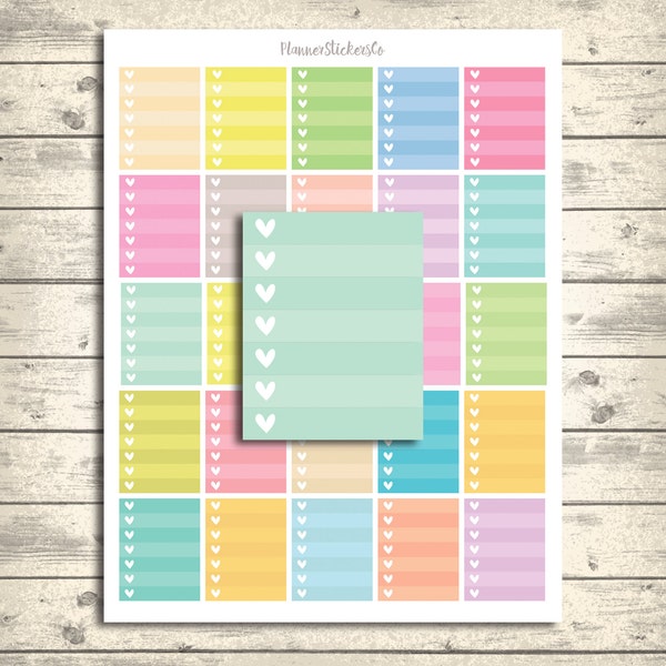 Ombre Heart Checklist, Erin Condren Printable Planner Stickers, Spring Pastel Full Box mixed colors, PDF +Jpeg