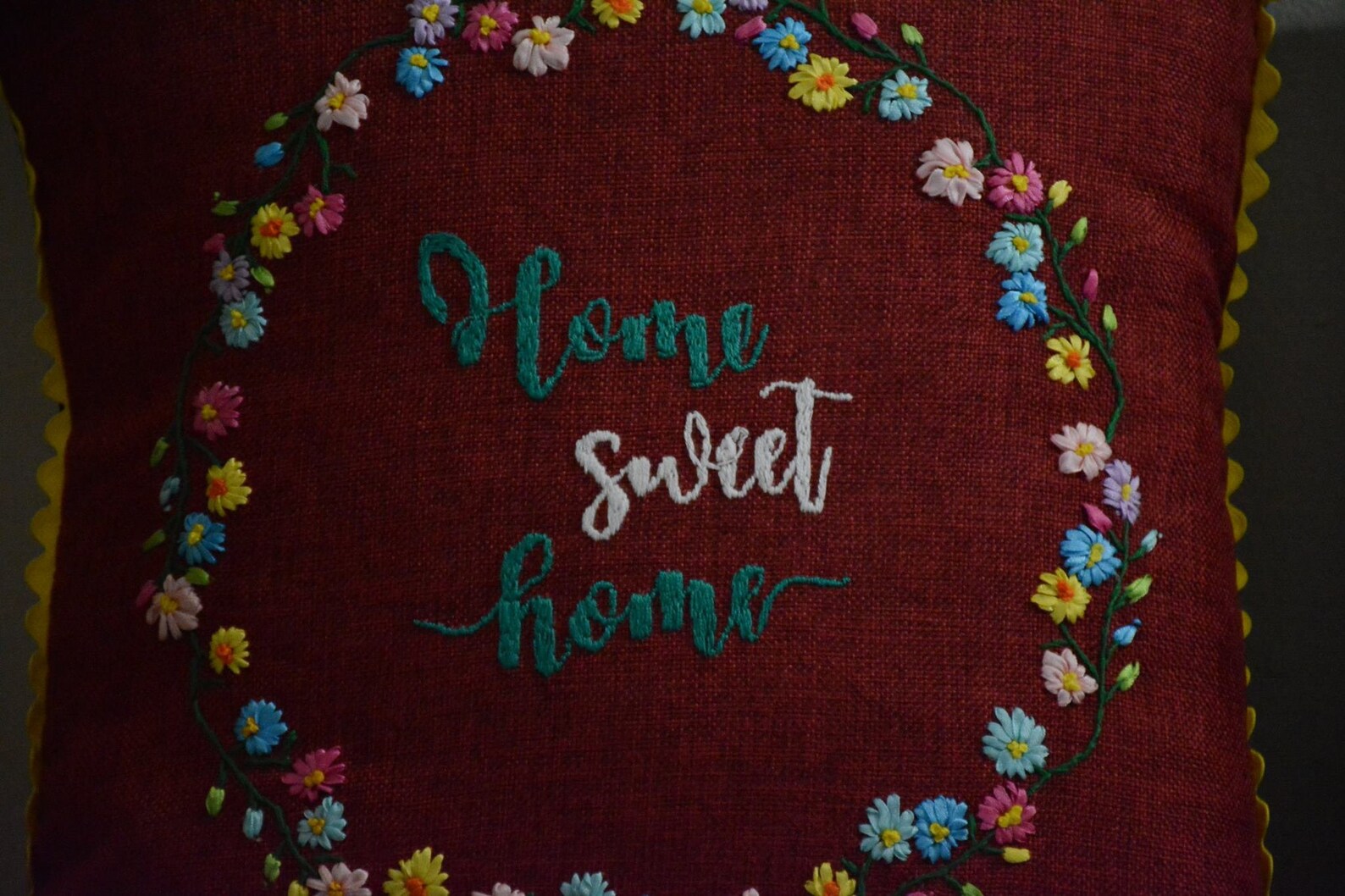 Hand Embroidery Throw Pillow With Sayings Etsy