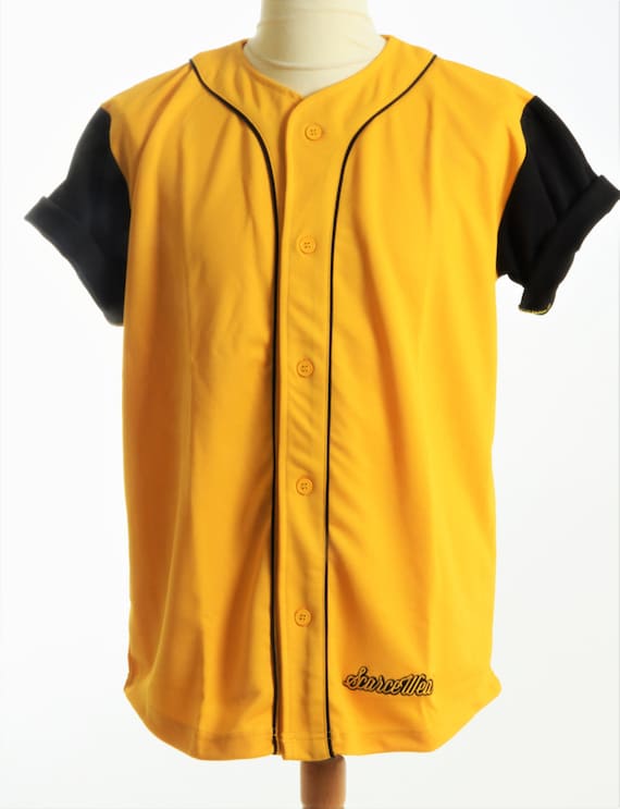 plain gold black sleeve baseball jersey 