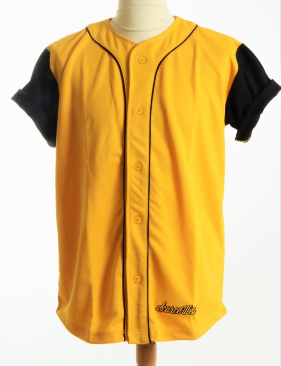 black and yellow baseball jersey