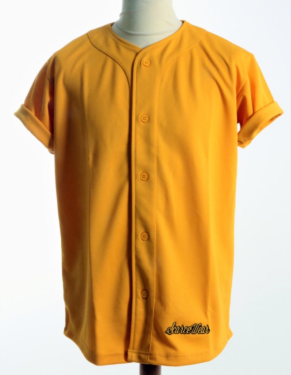 plain gold baseball jersey shirt size 