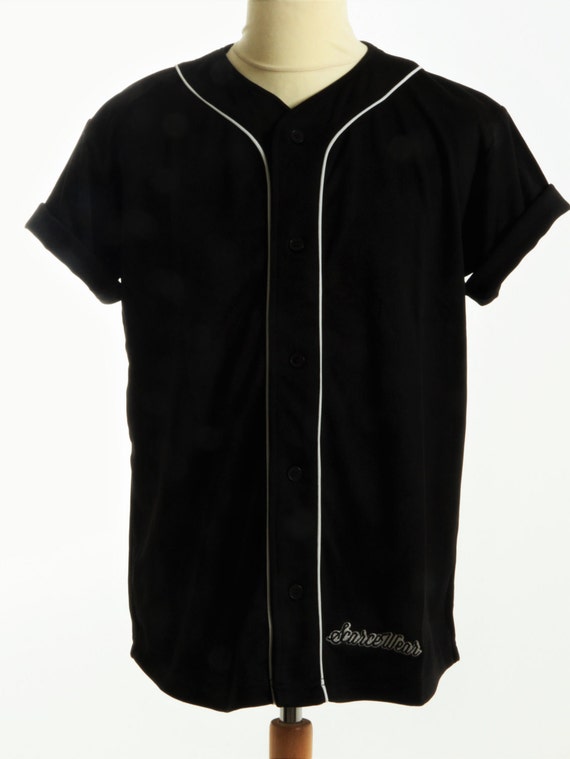 plain black white baseball jersey shirt 