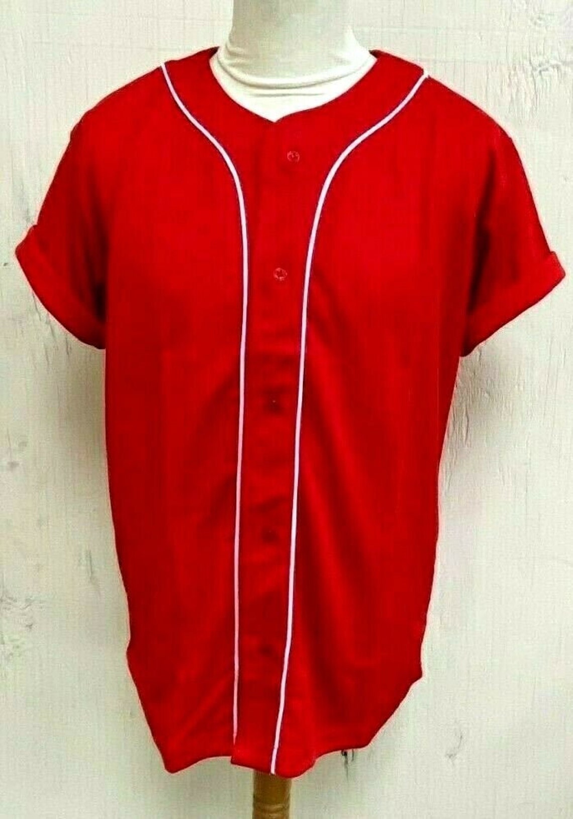 Scarcewear Red White Piping Baseball Jersey Shirt Etsy