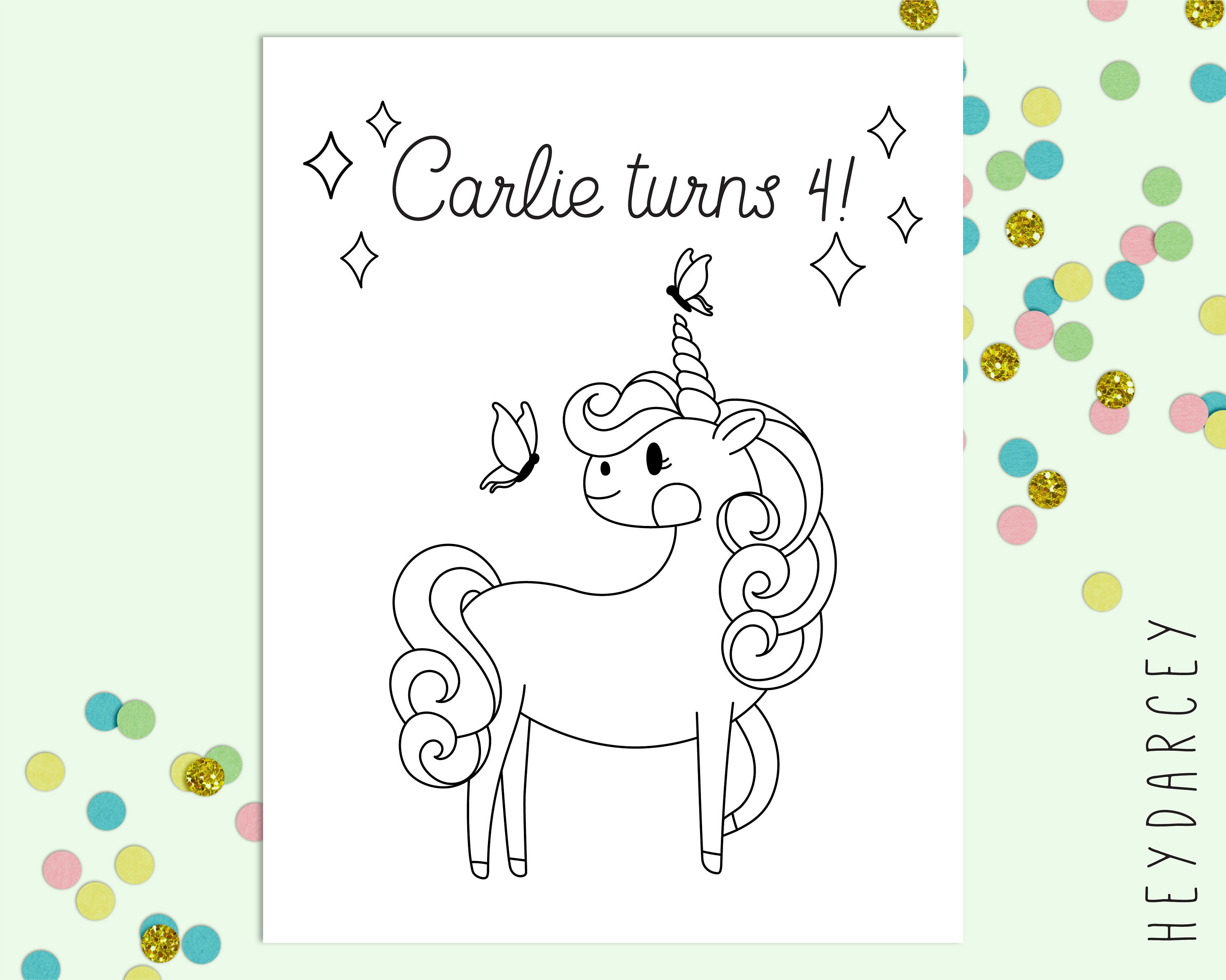 Unicorn Coloring Pages - Unicorn Birthday - Printable Coloring Page ...