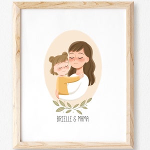 Custom Mother Daughter Portrait Custom Illustrated Portrait Custom Portrait from Photo Family Portrait Illustration Mothers Day Gift