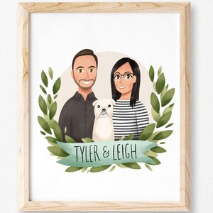 Family Portrait Illustration with Pets, Custom Couple Portrait, Custom Family Portrait, Illustrated Family Portrait, Pet Portrait