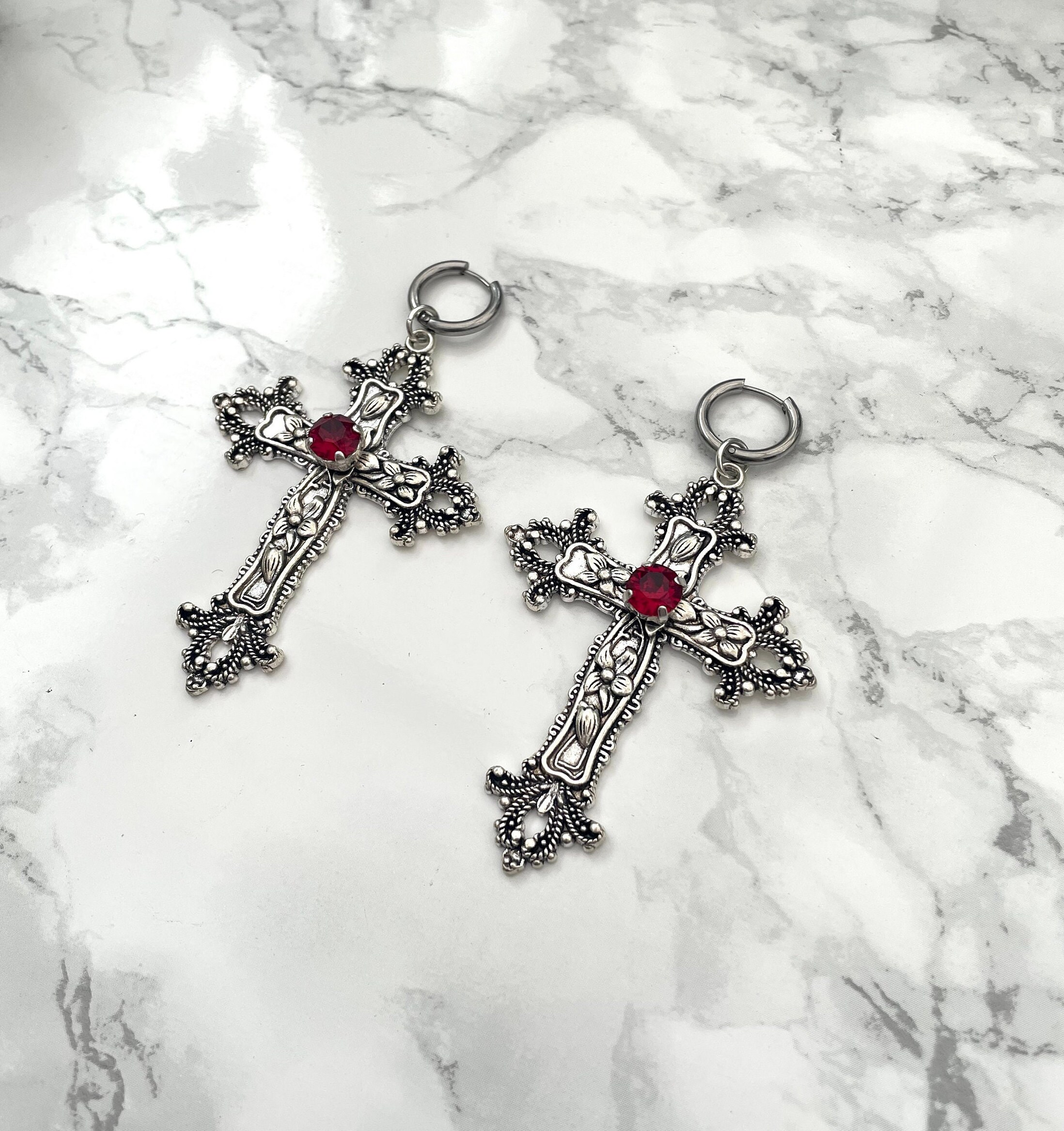 Red hotsell cross earrings