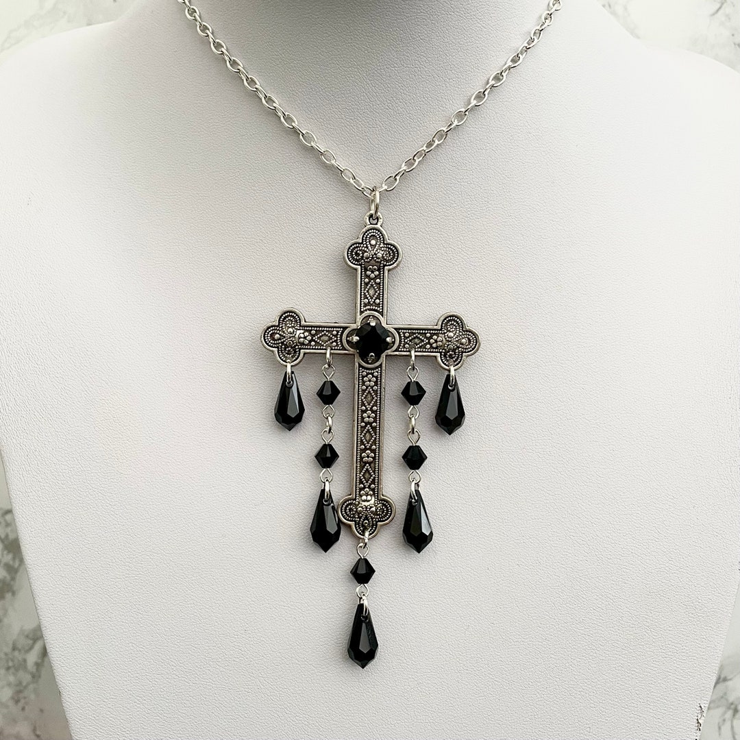 Large Cross Necklace Goth Vampire Necklace Gothic Cross Etsy UK