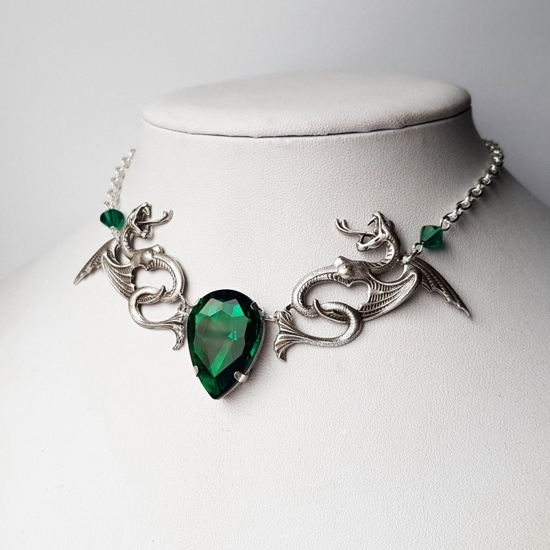 Serpent Necklace Snake Necklace Emerald Necklace Serpent - Etsy UK