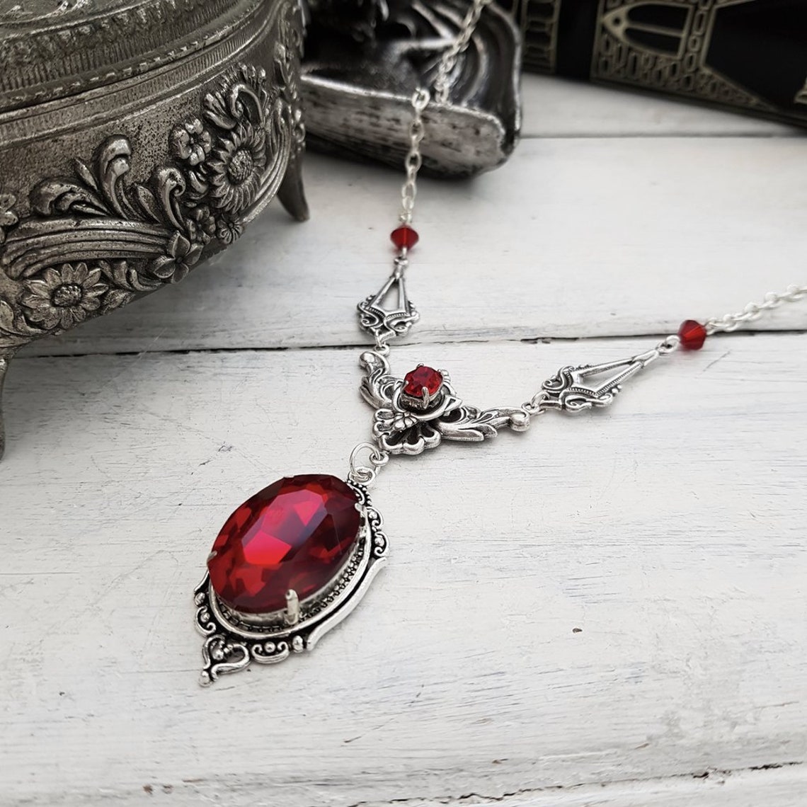 Gothic Necklace Red Necklace Gothic Choker Victorian Gothic Etsy