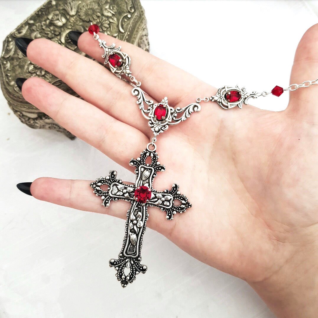 Gothic Cross Necklace With Beautiful 