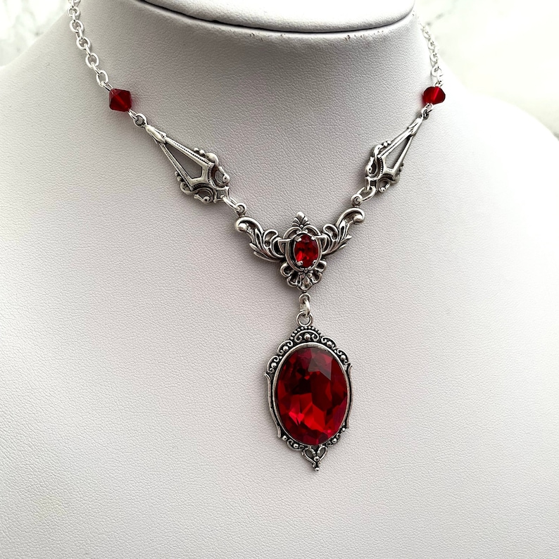 Gothic Necklace Red Necklace Gothic Choker Victorian Gothic Etsy