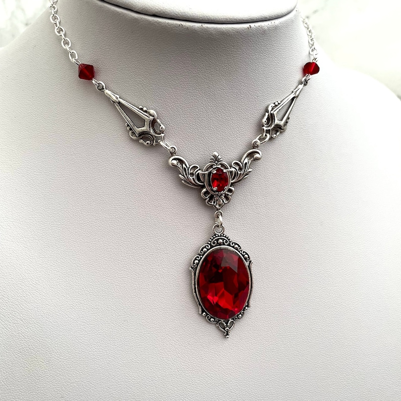 Gothic Necklace Red Necklace Gothic Choker Victorian Gothic - Etsy