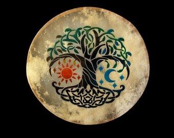 16&quot; Calf Shamanic Frame Drum- Calf Spirit... Medicine drum, Tree of Eternity
