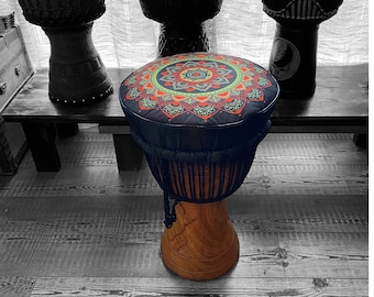 Djembe Drum Cover Orange Mandala | Padded Djembe Hat | Protective Drum Cover | Djembe Bag | Drum Protector