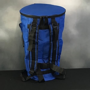 Large Blue Djembe Bag .... Backpack Straps, Easy Zipper Front Load, Sufficient Protection... Handcrafted Djembe Case