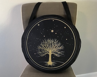 14, 16, 18 Inch Handmade Frame Drum Bag, Tree of Life, Shamanic Drums, Water Resistant, Hand Drum Protection