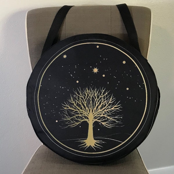 14, 16, 18 Inch Handmade Frame Drum Bag, Tree of Life, Shamanic Drums, Water Resistant, Hand Drum Protection