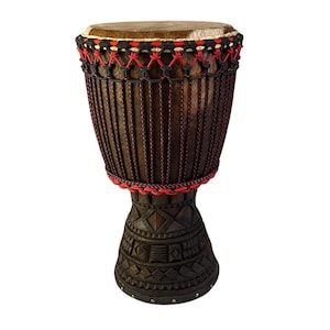 Large 13&quot; Head Djembe Drum – Handcrafted by Doug Libby, Iroko Wood Shell, Unique Sound & Rope Work – Free U.S. Shipping