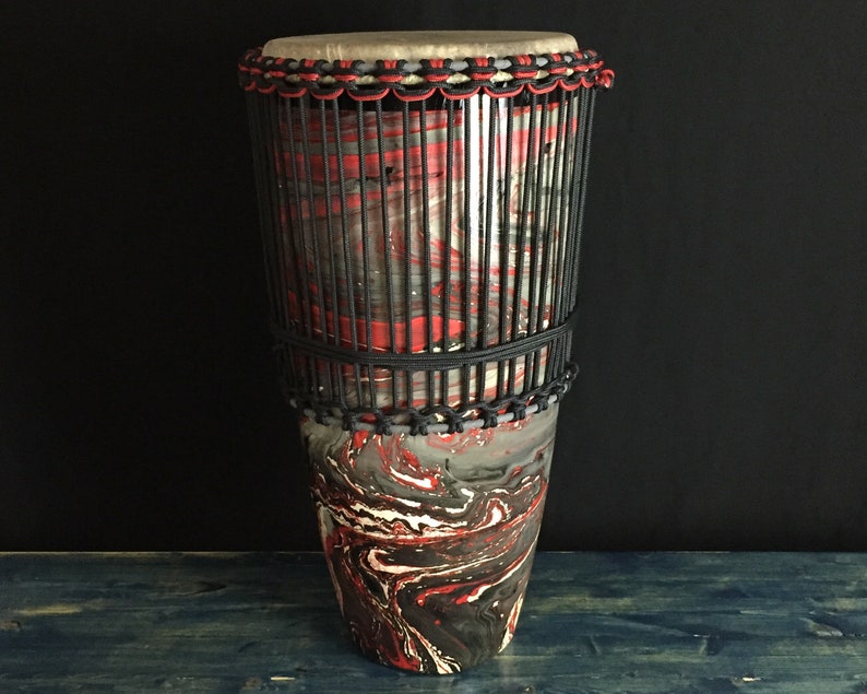 Ashiko Drum Large Goat Skin Solid Wood Swirl Painted Etsy