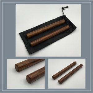 Handcrafted Rosewood Claves, Sharp Cracking Sound, Free Storage Drawstring Pouch, Traditional Rhythm Sticks... Perfect Percussion Gift!!!